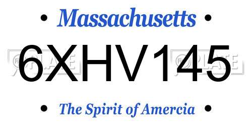 6XHV145 Massachusetts License Plate