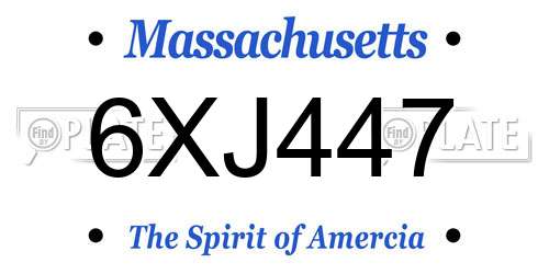 6XJ447 Massachusetts License Plate
