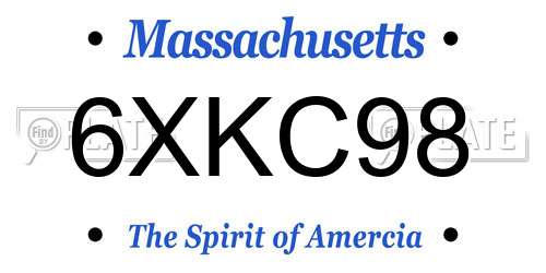 6XKC98 Massachusetts License Plate