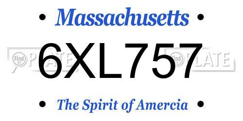 6XL757 Massachusetts License Plate