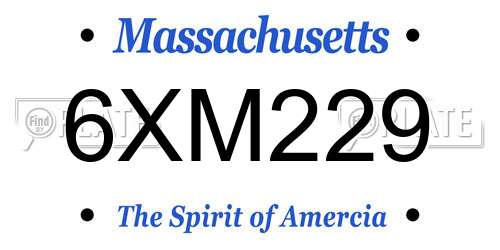 6XM229 Massachusetts License Plate