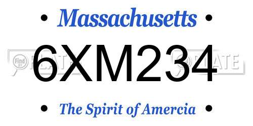 6XM234 Massachusetts License Plate