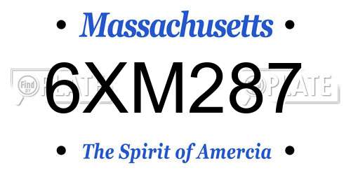6XM287 Massachusetts License Plate