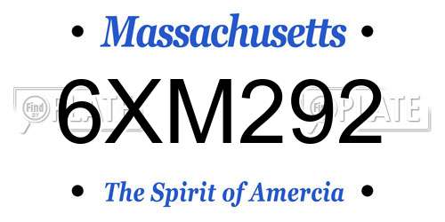 6XM292 Massachusetts License Plate