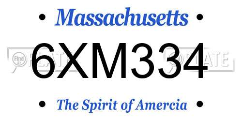 6XM334 Massachusetts License Plate
