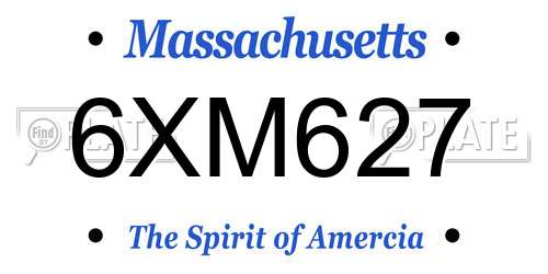 6XM627 Massachusetts License Plate