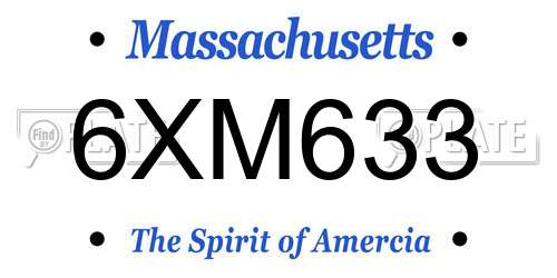 6XM633 Massachusetts License Plate