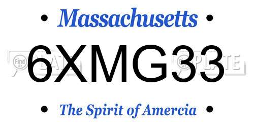 6XMG33 Massachusetts License Plate