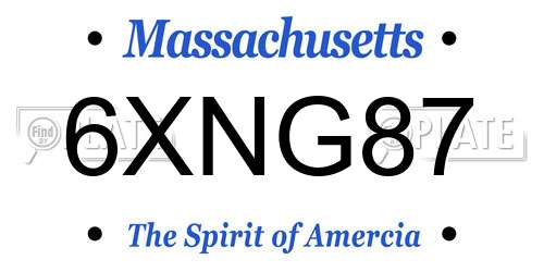 6XNG87 Massachusetts License Plate