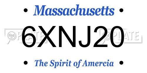 6XNJ20 Massachusetts License Plate