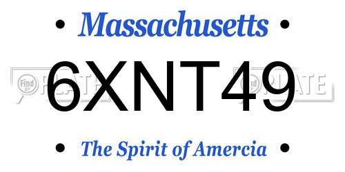 6XNT49 Massachusetts License Plate