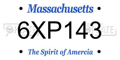 6XP143 Massachusetts License Plate