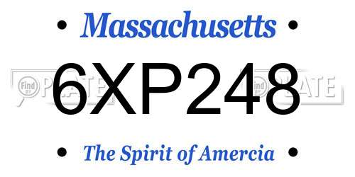6XP248 Massachusetts License Plate
