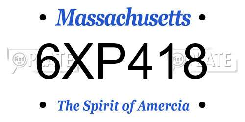 6XP418 Massachusetts License Plate