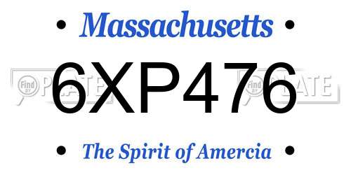 6XP476 Massachusetts License Plate