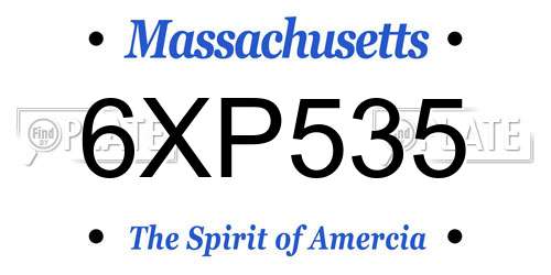6XP535 Massachusetts License Plate
