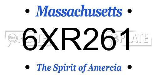 6XR261 Massachusetts License Plate