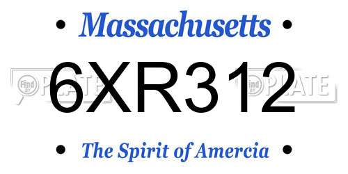 6XR312 Massachusetts License Plate
