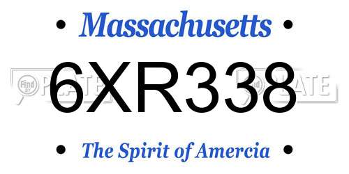 6XR338 Massachusetts License Plate