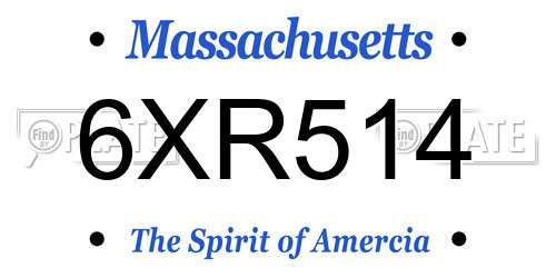 6XR514 Massachusetts License Plate