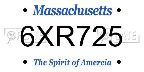 6XR725 Massachusetts License Plate