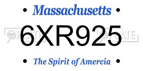 6XR925 Massachusetts License Plate
