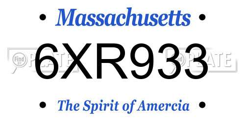 6XR933 Massachusetts License Plate