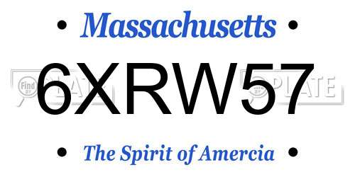 6XRW57 Massachusetts License Plate