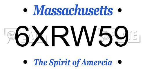 6XRW59 Massachusetts License Plate