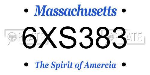 6XS383 Massachusetts License Plate
