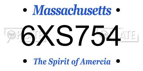 6XS754 Massachusetts License Plate
