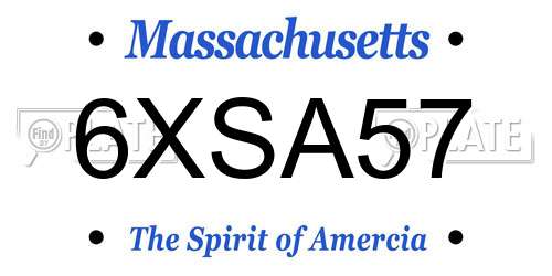 6XSA57 Massachusetts License Plate
