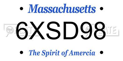6XSD98 Massachusetts License Plate