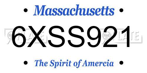 6XSS921 Massachusetts License Plate