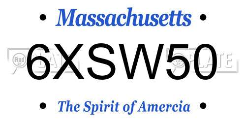 6XSW50 Massachusetts License Plate