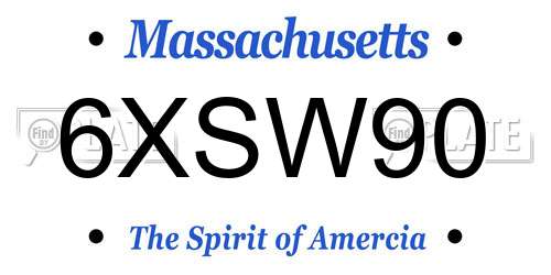 6XSW90 Massachusetts License Plate
