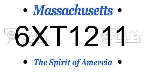 6XT1211 Massachusetts License Plate