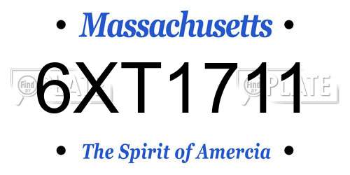 6XT1711 Massachusetts License Plate