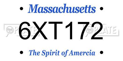 6XT172 Massachusetts License Plate