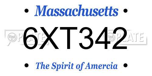 6XT342 Massachusetts License Plate