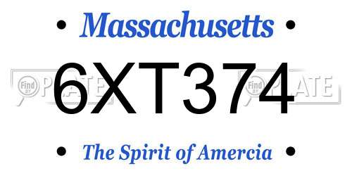 6XT374 Massachusetts License Plate