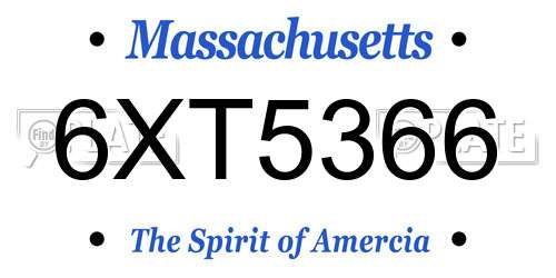 6XT5366 Massachusetts License Plate