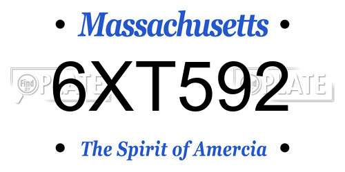6XT592 Massachusetts License Plate