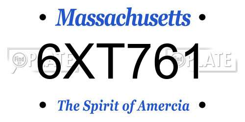 6XT761 Massachusetts License Plate
