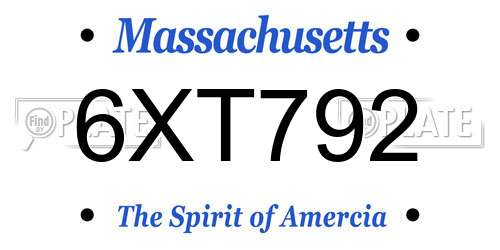 6XT792 Massachusetts License Plate