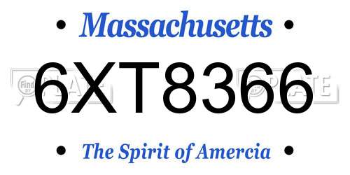 6XT8366 Massachusetts License Plate