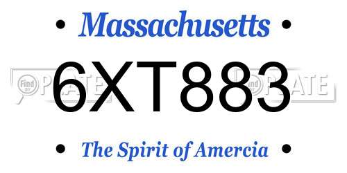 6XT883 Massachusetts License Plate