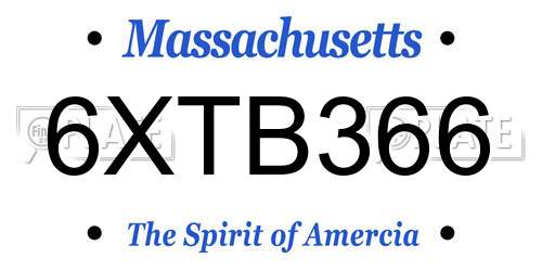 6XTB366 Massachusetts License Plate
