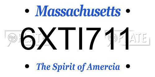 6XTI711 Massachusetts License Plate