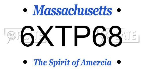 6XTP68 Massachusetts License Plate